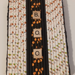 Boo White and Orange Pumpkins Halloween Handmade Wall Sign